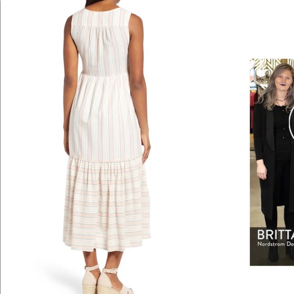 NWT lucky brand Luna cotton sun maxi dress striped summer tiered empire waist - Picture 9 of 15